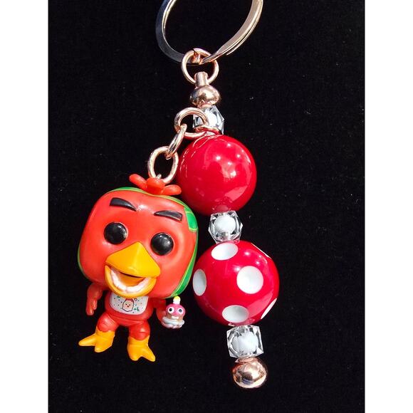 Handmade Beaded Keychain With Reworked Mini Figure - Picture 7 of 10